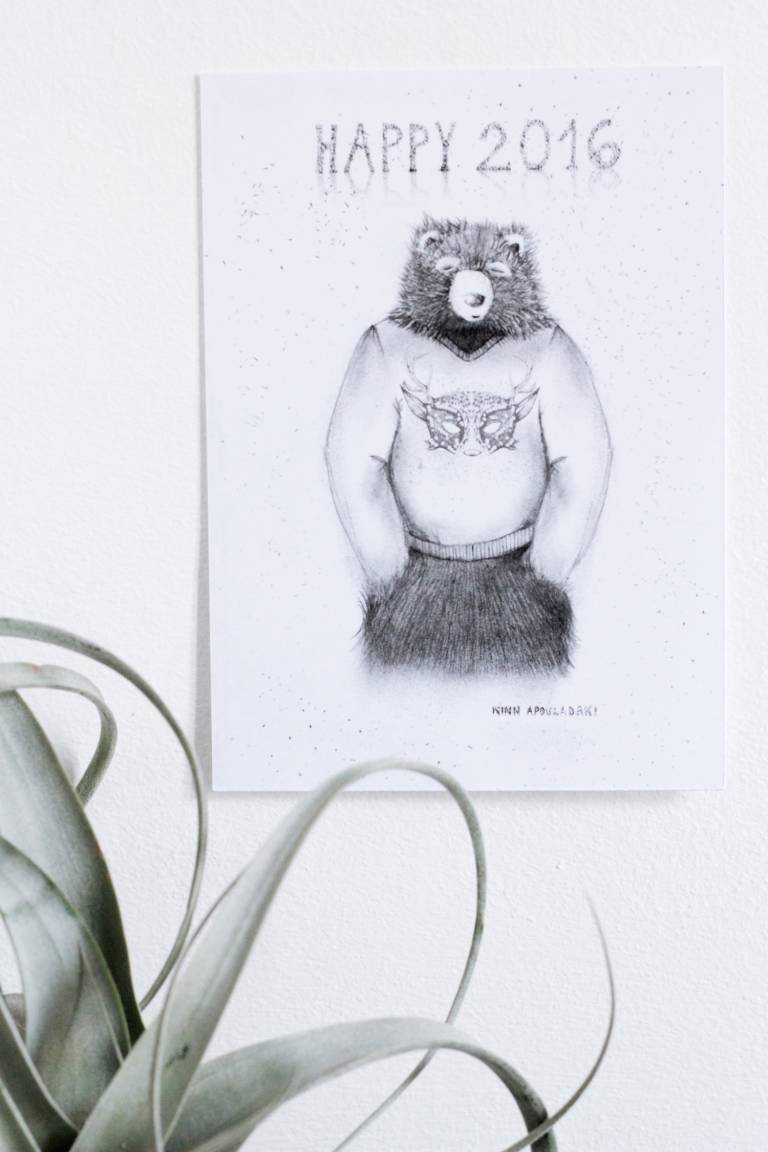 Carte de Voeux 2016 Ninn Apouladaki // Hëllø Blogzine www.hello-hello.fr