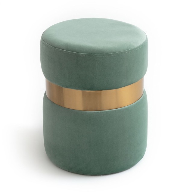 Pouf velours et laiton. Collection déco printemps / été 2018 La Redoute Intérieurs // Hëllø Blogzine blog deco & lifestyle www.hello-hello.fr