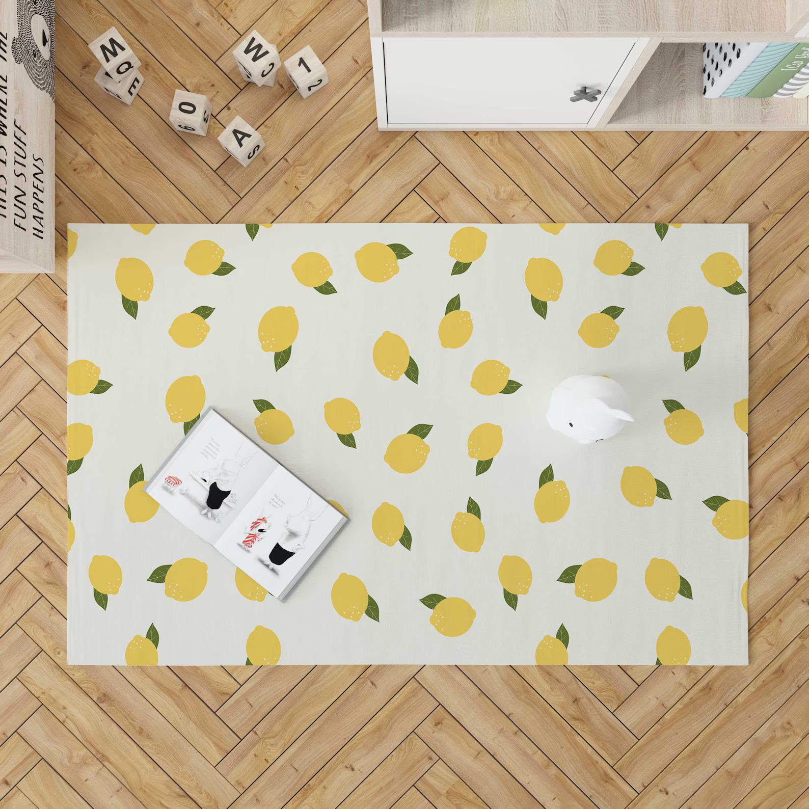 Déco citron - Tapis - Décoration chambre d'enfant // Hellø Blogzine blog deco & lifestyle www.hello-hello.fr