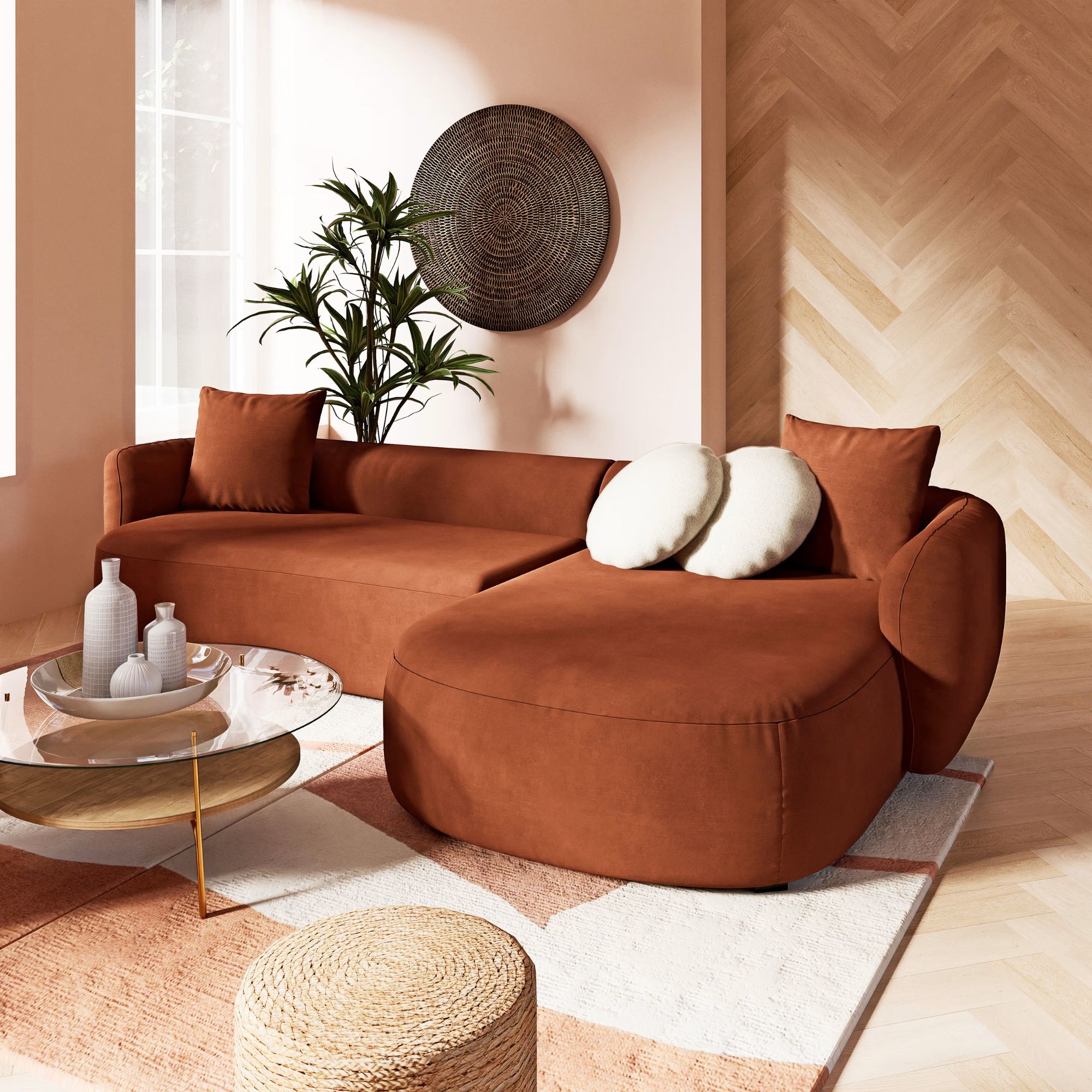 Canapé terracotta : 25 modèles pour réchauffer le salon // Hello Blogzine - Blog déco