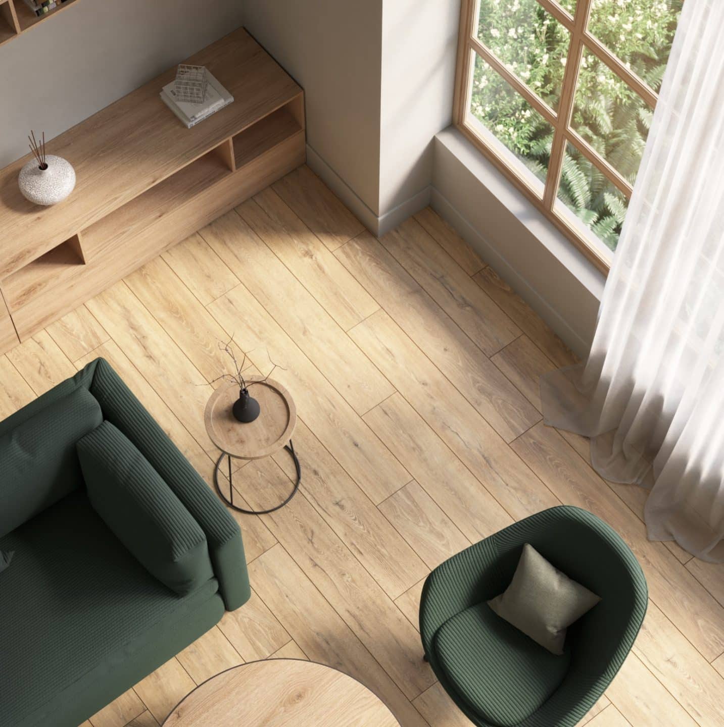 Parquet flottant chêne clair posé dans un salon moderne // Hëllø Blogzine www.hello-hello.fr