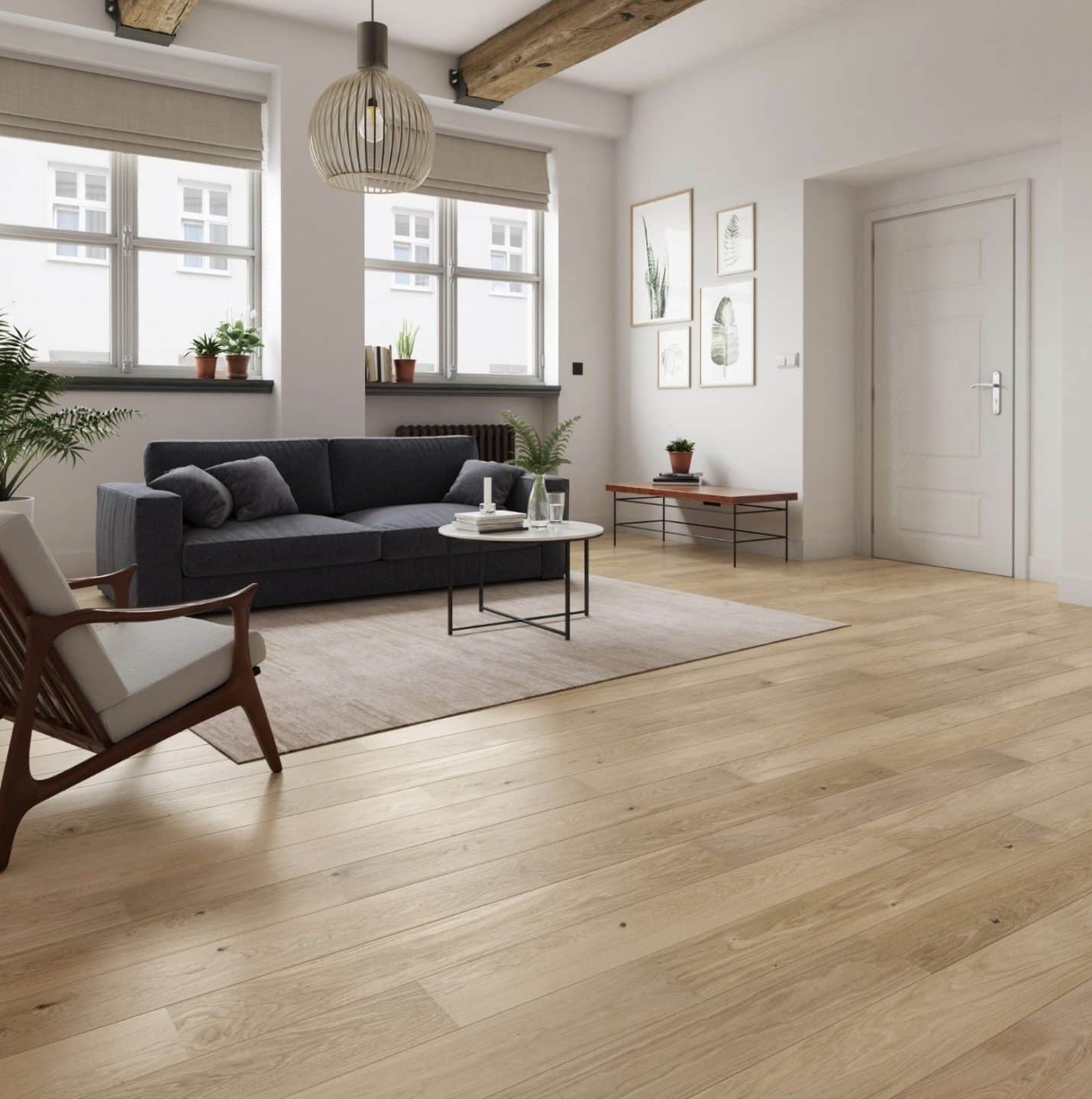 Parquet flottant chêne clair posé dans un salon moderne // Hëllø Blogzine www.hello-hello.fr