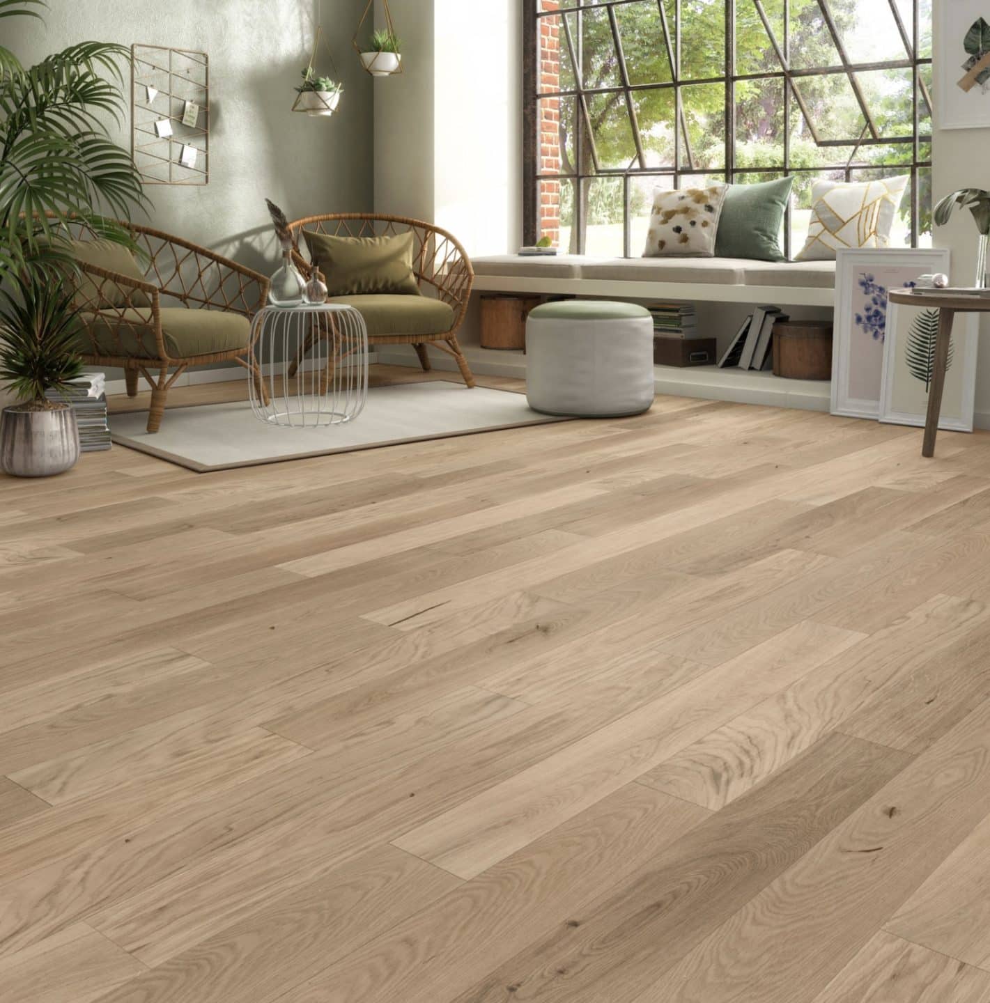Parquet flottant chêne clair posé dans un salon moderne // Hëllø Blogzine www.hello-hello.fr